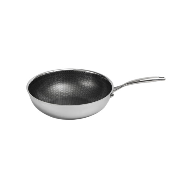 28cm Honey Comb Tri-ply Stainless Steel Wok - Image 2