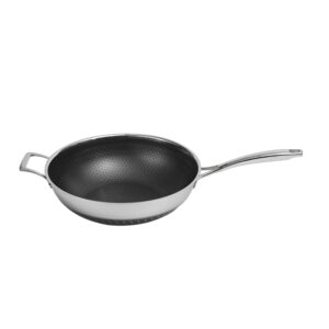 32cm Honey Comb Tri-ply Stainless Steel Wok Double Side Etched