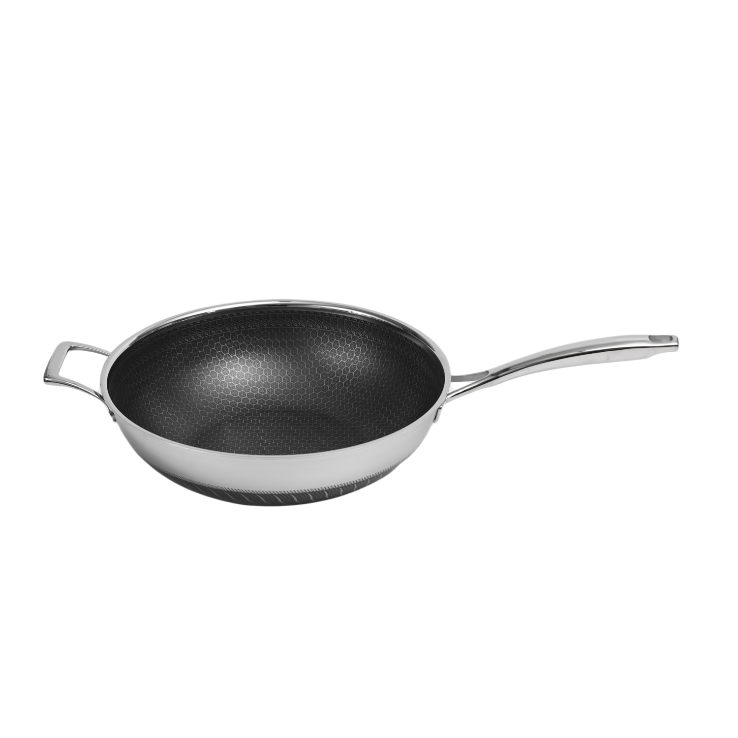 32cm Honey Comb Tri-ply Stainless Steel Wok Double Side Etched
