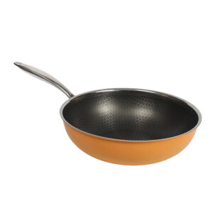 28cm Honey Comb Tri-ply Stainless Steel Wok Orange